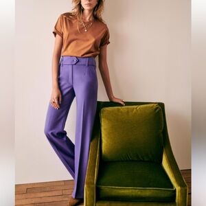 Sezane The Cesar Pants Trousers Purple Size 36/XS Straight Leg Office Elegant